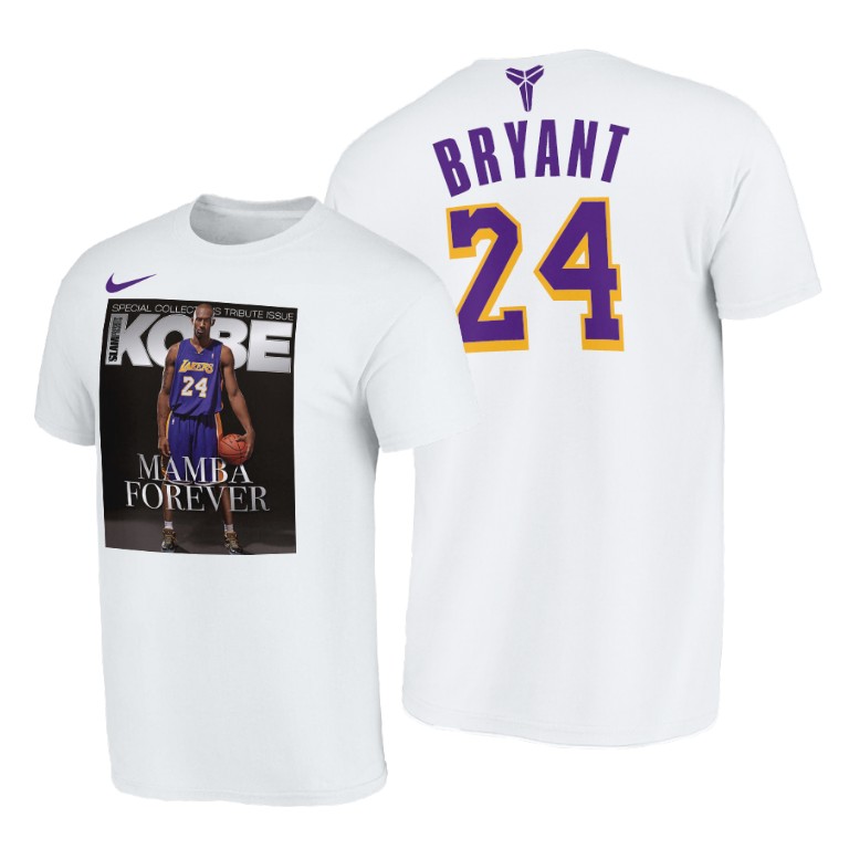 Men's Los Angeles Lakers Kobe Bryant #24 NBA SLAM Presents Mamba Week White Basketball T-Shirt BKF7183DL